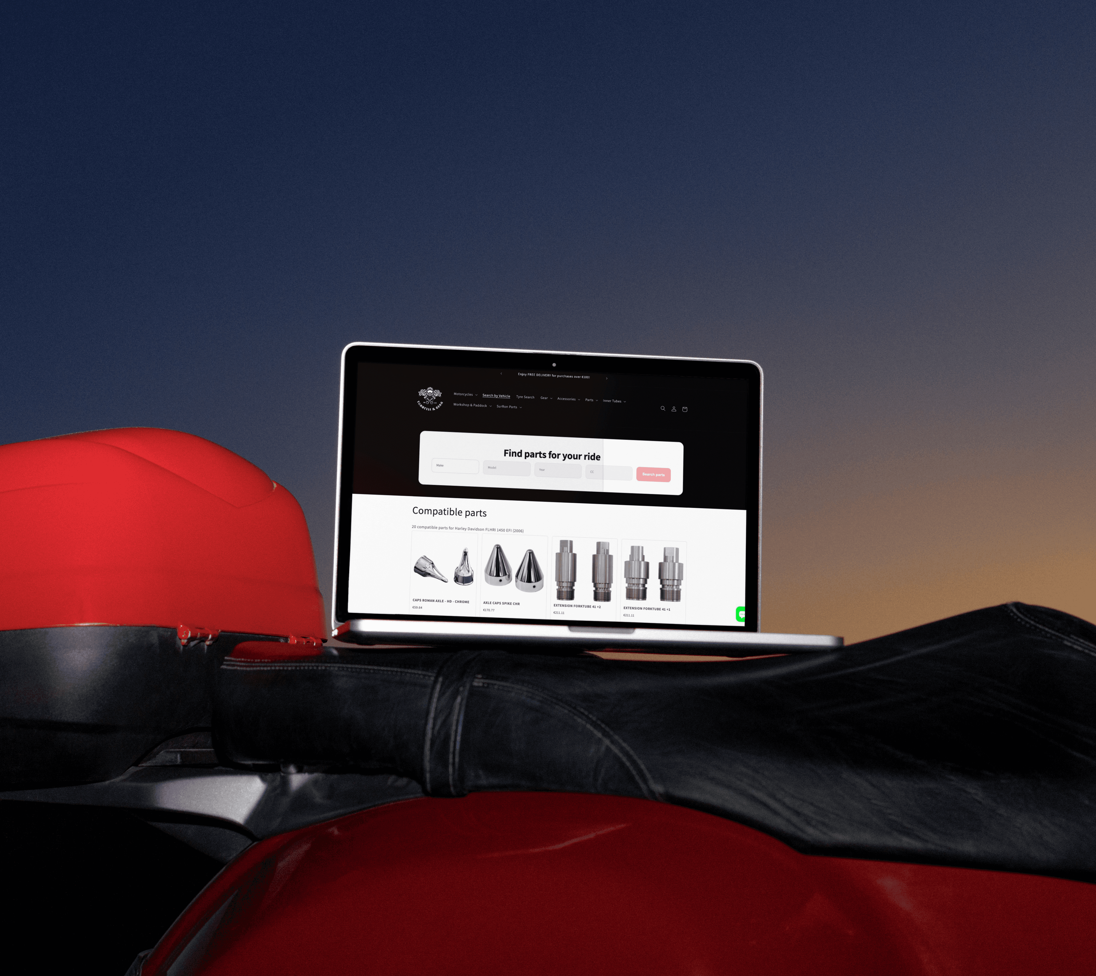 Model Year Make Selector on throttle and gear's ecommerce store